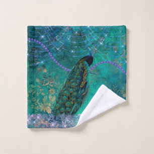 Aquarelle Boho Green Purple Peacock