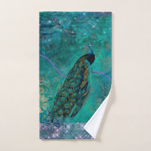 Aquarelle Boho Green Purple Peacock