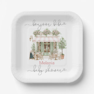 Aquarelle bonjoor bebe baby shower Assiette en