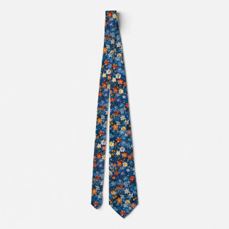 Aquarelle Botanique Bleue Homme Cravate d'impressi