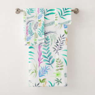 Aquarelle Botanique Feuille Motif Blanc