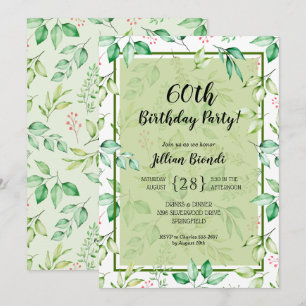 Aquarelle Botanique Invitations de fête d'annivers