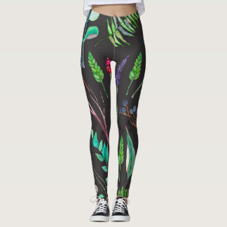 Aquarelle botanique leggings feuille