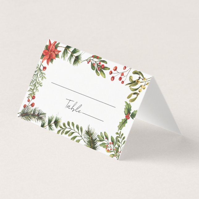 Aquarelle Botanique Mariage plié Carte Place (Front)