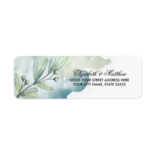 Aquarelle Botanique Mariage Retourner l'adresse Ét (Devant)