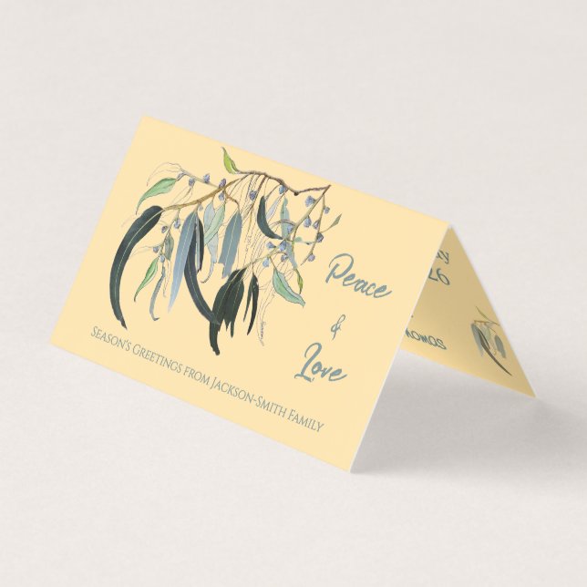 Aquarelle botanique Peace Love Christmas Card (Front)