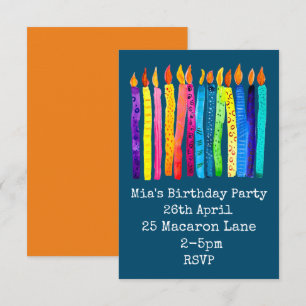 Aquarelle bougies invitation d'anniversaire de fil