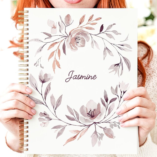 Aquarelle bouillie couronne florale Nom personnali (Créateur téléchargé)