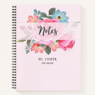 Aquarelle Bouquet floral Carnet spirale