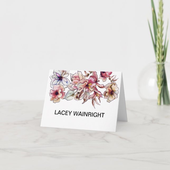 Aquarelle Bourgogne Fleurs roses personnalisées (Devant)