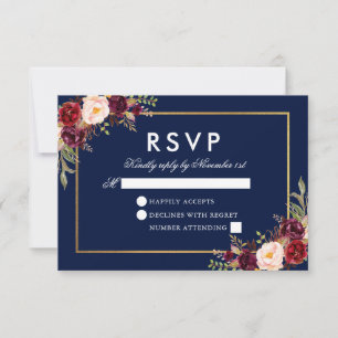 Aquarelle Bourgogne Floral Bleu Or RSVP