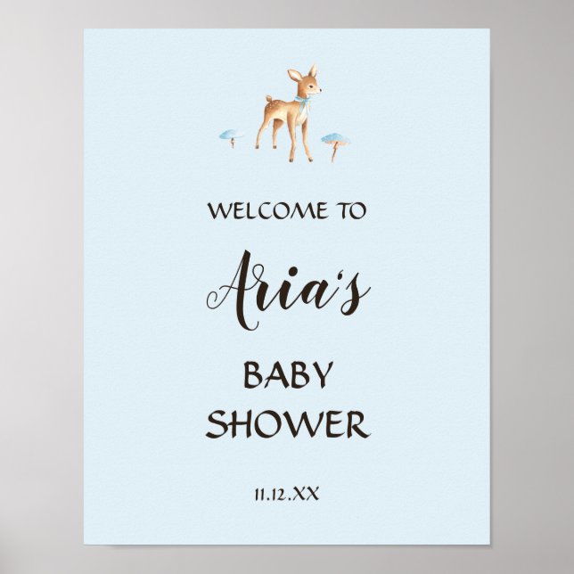 Aquarelle Boy Deer Mushrooms Douche Affiche de bie (Devant)