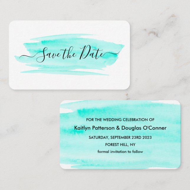 Aquarelle brosse Enregistrer la carte de date (Devant / Derrière)