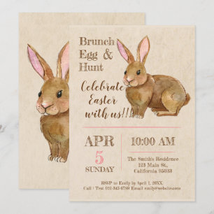 Aquarelle Brunch de Pâques et invitation à la chas