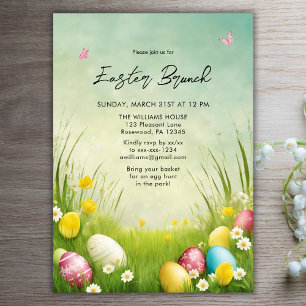 Aquarelle Brunch de Pâques Invitation à la chasse 