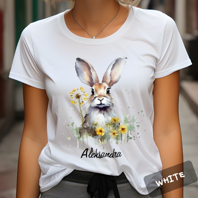 Aquarelle Bunny Dandelion personnalisé Tshirt (Créateur téléchargé)
