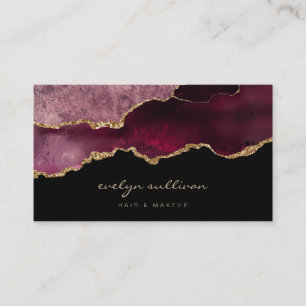 aquarelle burgundy agate sur carte de visite noir