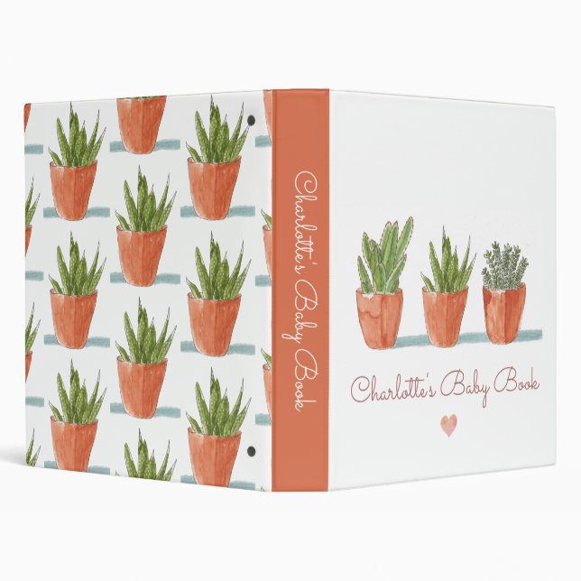 Aquarelle Cactus Baby Classeur personnalisé (Arrière-plan)
