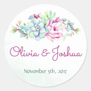 Aquarelle Cactus et Stickers Mariage Succulent