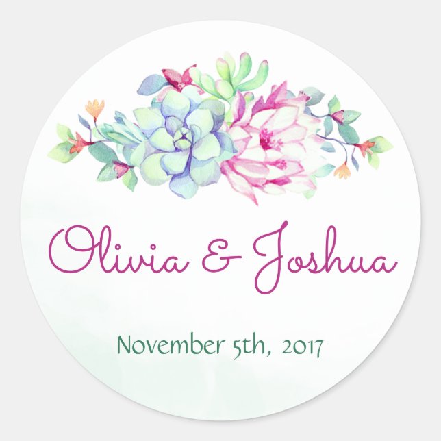 Aquarelle Cactus et Stickers Mariage Succulent (Devant)