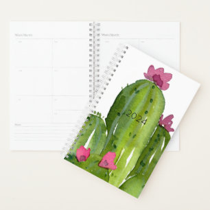Aquarelle Cactus Fleurs ANNÉE Art du désert