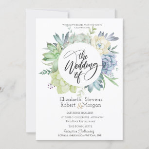 Aquarelle Cactus Succulents Faire-part de mariage