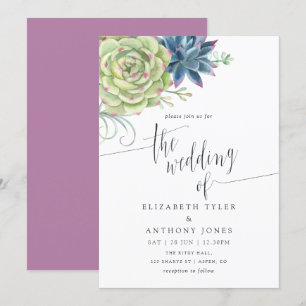Aquarelle Cactus Succulents Faire-part de mariage