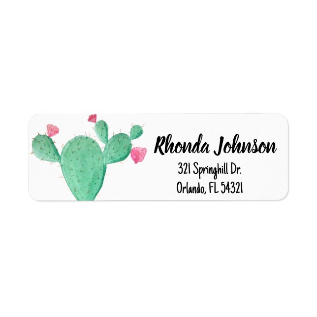 Aquarelle Cactus Succulents Fleurs roses (Devant)