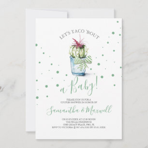 Aquarelle Cactus thème Baby shower vert Invitation