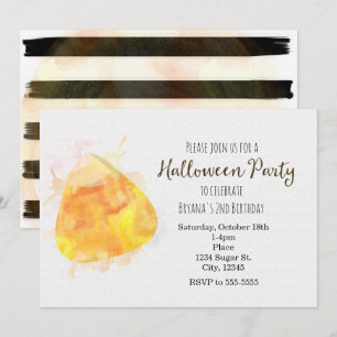 Aquarelle Candy Corn Halloween Fête Invitations