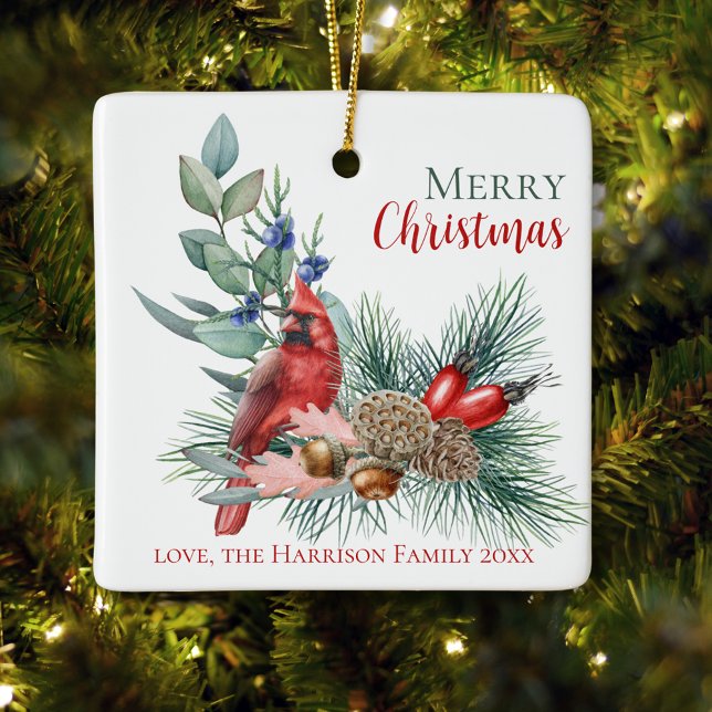 Aquarelle Cardinal Joyeux Ornement de Noël (Watercolor Cardinal Merry Christmas Ornament
)