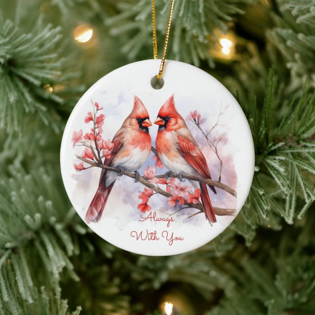 Aquarelle Cardinal Pair Ornement (Arbre)