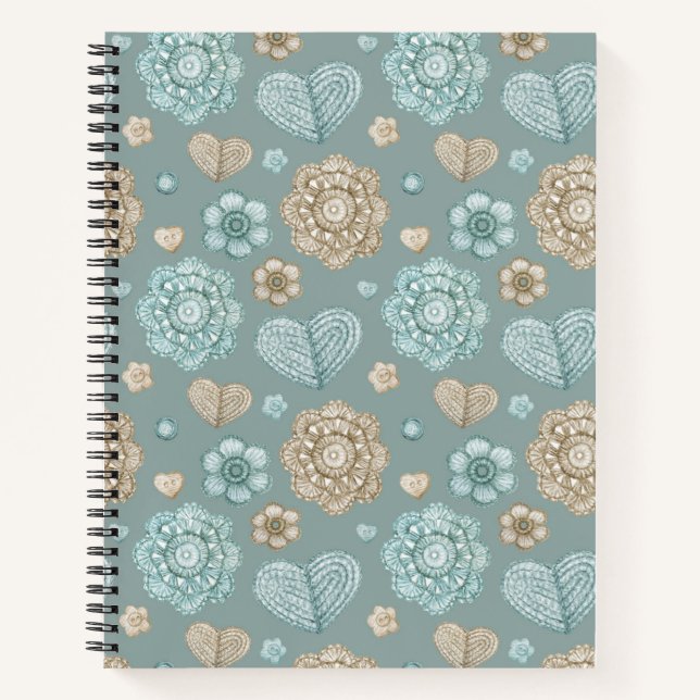 Aquarelle Carnet Crochet Turquoise de 8,5 po x 11  (Devant)
