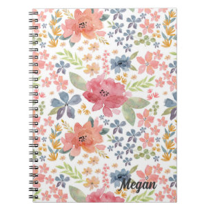 Aquarelle Carnet Floral avec Fleurs colorées