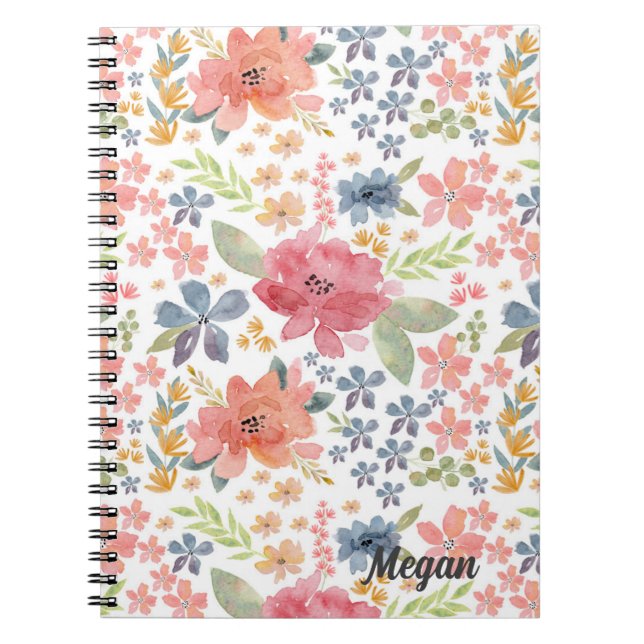Aquarelle Carnet Floral avec Fleurs colorées (Devant)