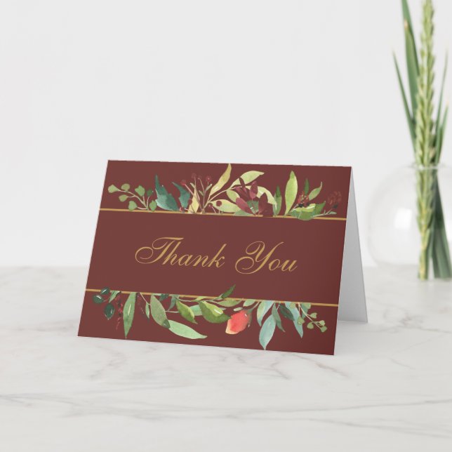 Aquarelle Carte de remerciements de bordure floral (Devant)