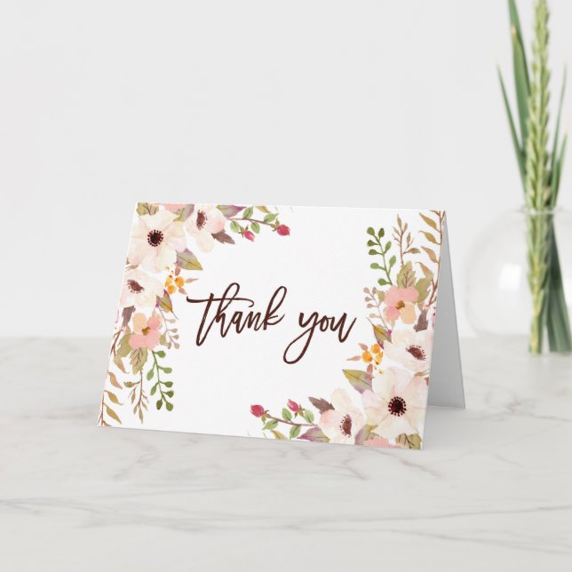 Aquarelle Carte de remerciements de fleurs de Bohê (Devant)