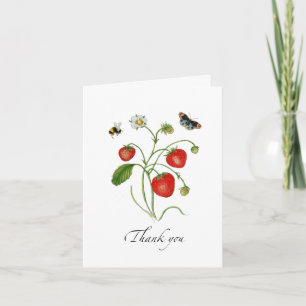 Aquarelle Carte de remerciements pliée fraise