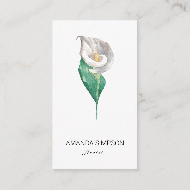 Aquarelle, carte de visite de fleur de lys Calla b (Devant)