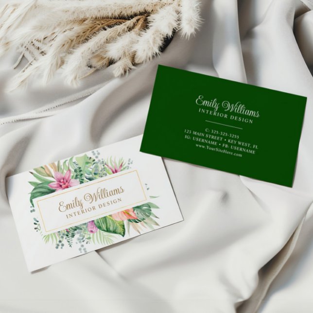 Aquarelle Carte de visite de fleurs tropicales (Créateur téléchargé)