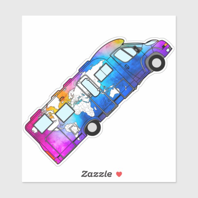 aquarelle carte du monde RV - STICKER (Feuille)