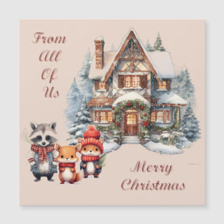 Aquarelle Carte magnétique de Noël Woodland
