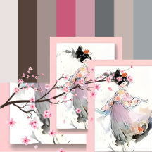 Aquarelle | Carte postale Japonaise Danse