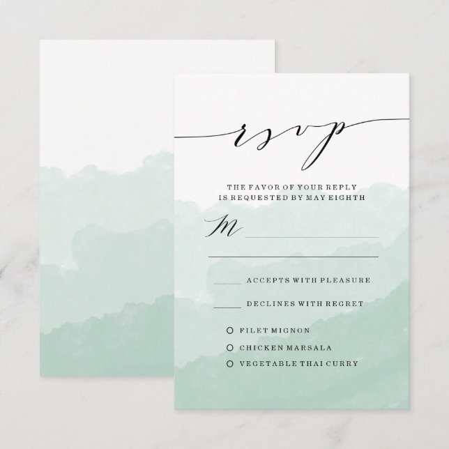 Aquarelle | Carte RSVP de mariage (Devant / Derrière)