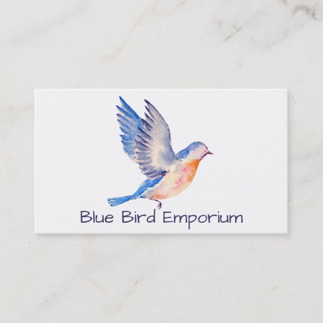 Aquarelle Cartes de visite d'oiseaux bleus (Devant)