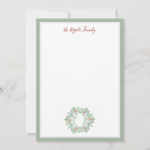 Aquarelle Cartes pour notes de couronne de Noël