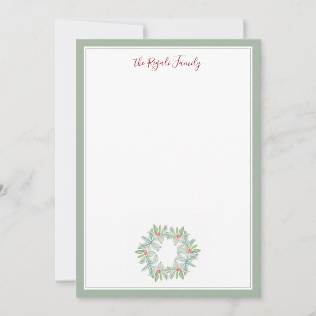 Aquarelle Cartes pour notes de couronne de Noël (Devant)