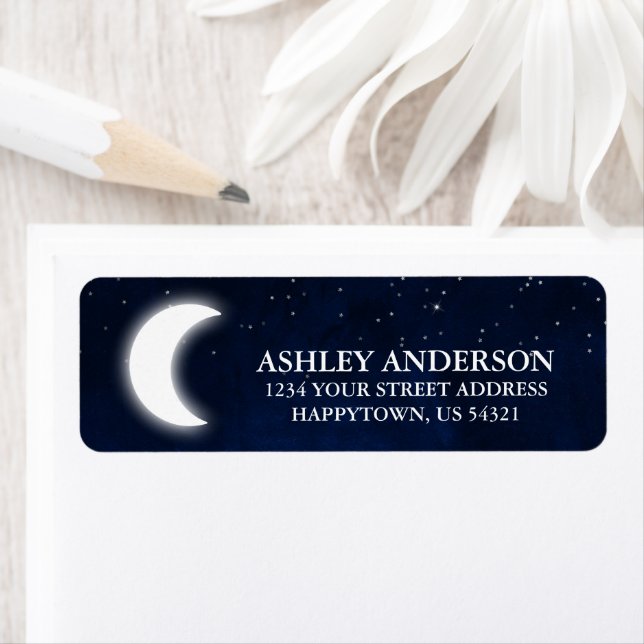 Aquarelle céleste bleu ciel étoile Lune (En situation)