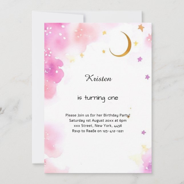Aquarelle céleste Invitation d'anniversaire (Devant)