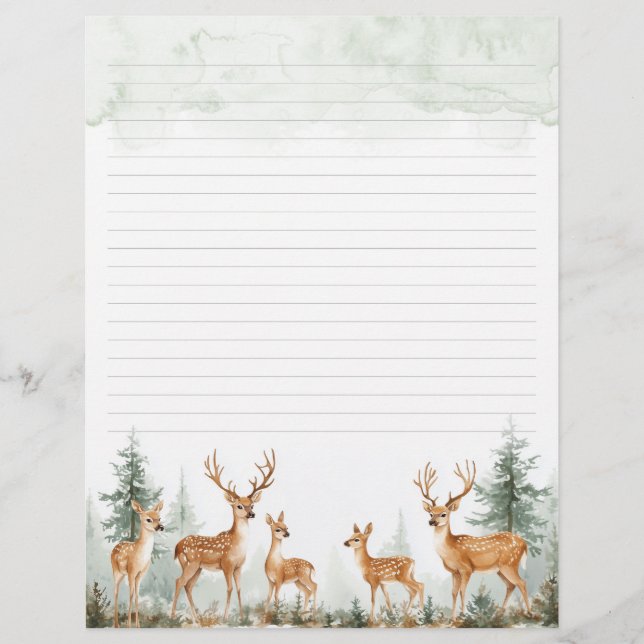 Aquarelle Cerf en papier papeterie à revêtement fo (Devant)